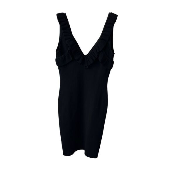 Ronny Kobo Sora Double Knit Ruffle Sleeveless Mini Dress in Black size large - Picture 4 of 15
